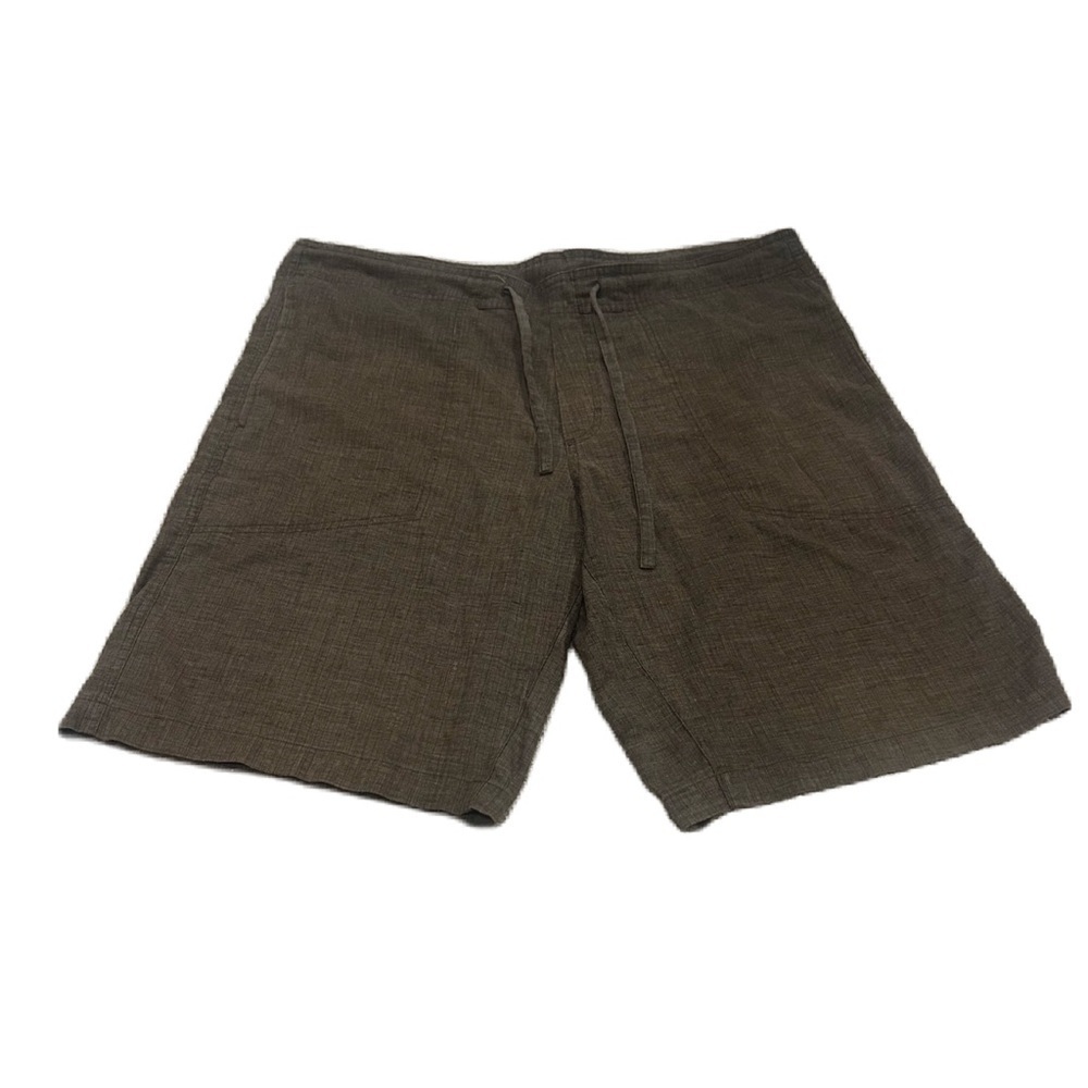 Prana Men’s Brown Flat Front Hemp Cargo Shorts Casual Style Sz. L